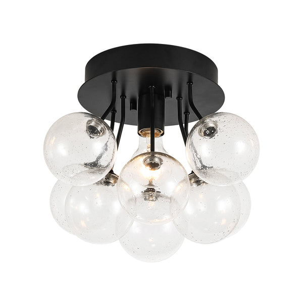 1-Light Contemporary Cluster Seedy Glass Semi-flush Mount