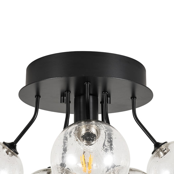 1-Light Contemporary Cluster Seedy Glass Semi-flush Mount