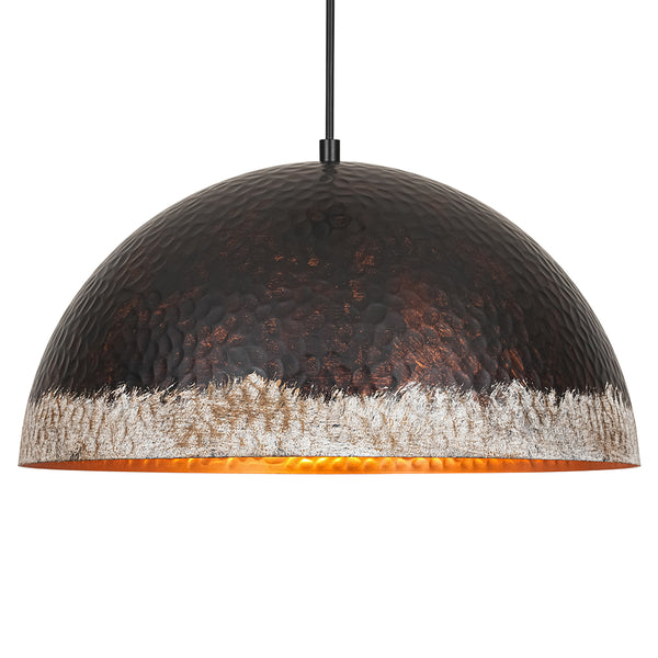 1-Light Distressed Hammered Domed Pendant