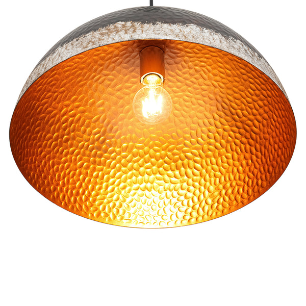 1-Light Distressed Hammered Domed Pendant