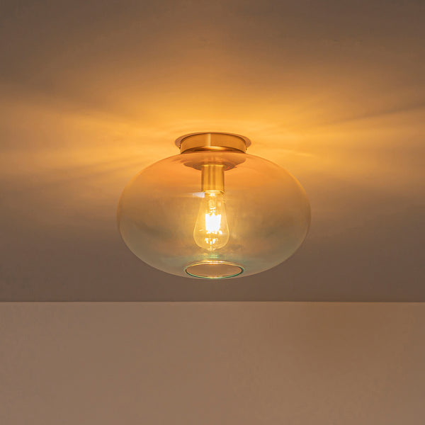 1-Light Ombre Oval Glass Semi-flush Mount