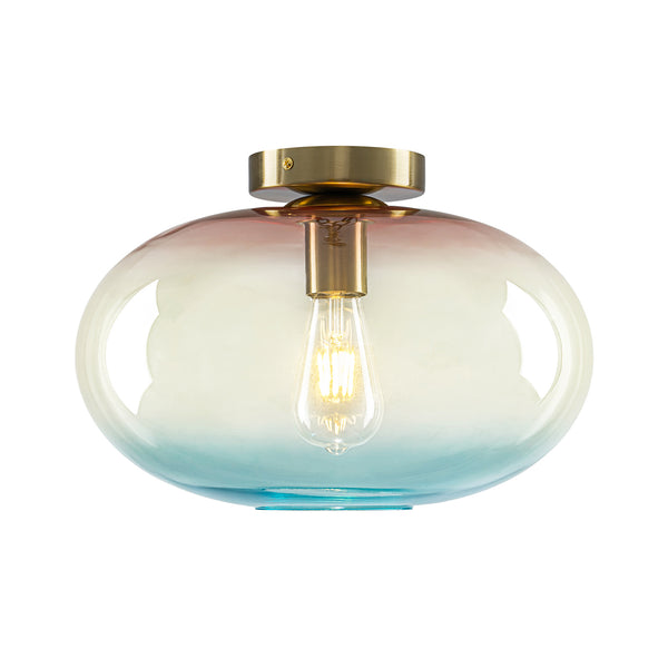 1-Light Ombre Oval Glass Semi-flush Mount