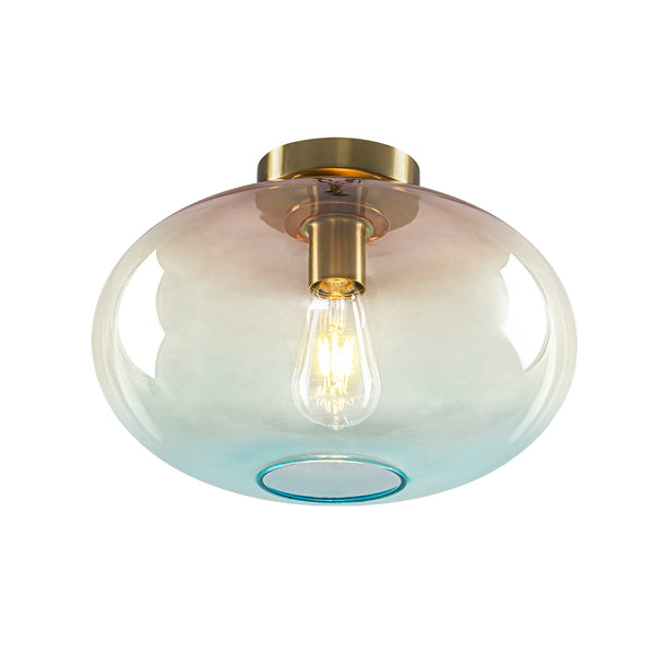 1-Light Ombre Oval Glass Semi-flush Mount