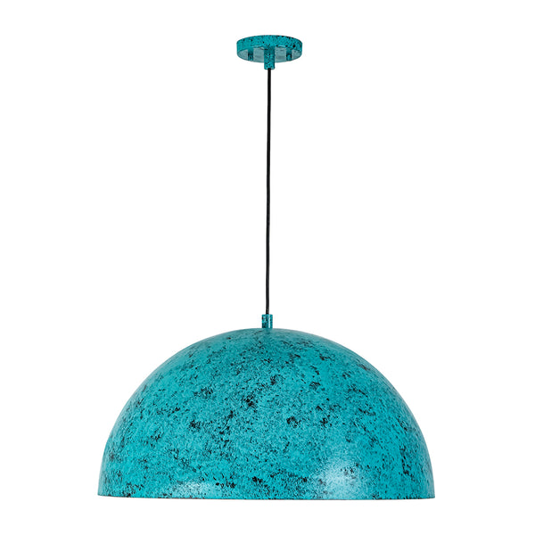 1-Light Turquoise Speckled Oversized Domed Pendant