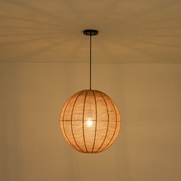 Boho 1-Light Oversized Hemp Cord Woven Sphere Pendant