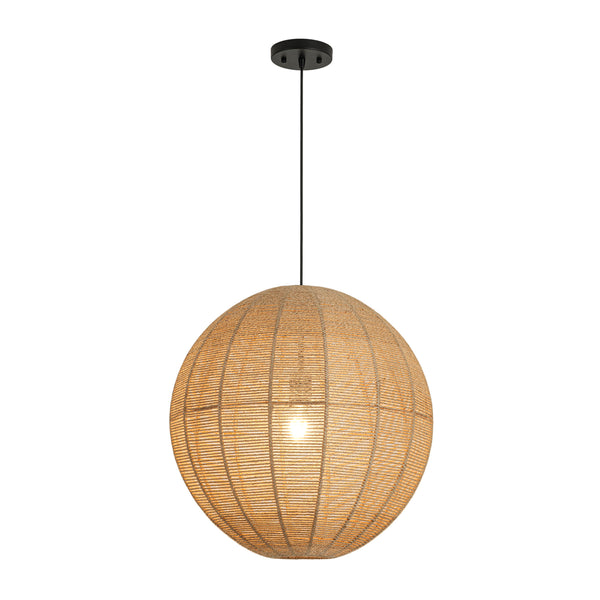 Boho 1-Light Oversized Hemp Cord Woven Sphere Pendant