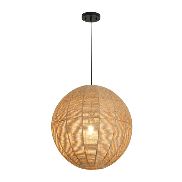 Boho 1-Light Oversized Hemp Cord Woven Sphere Pendant