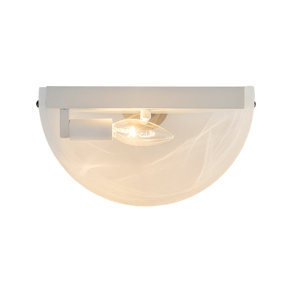 1-Light Black Alabaster Bell Glass Half-Moon Wall Sconce