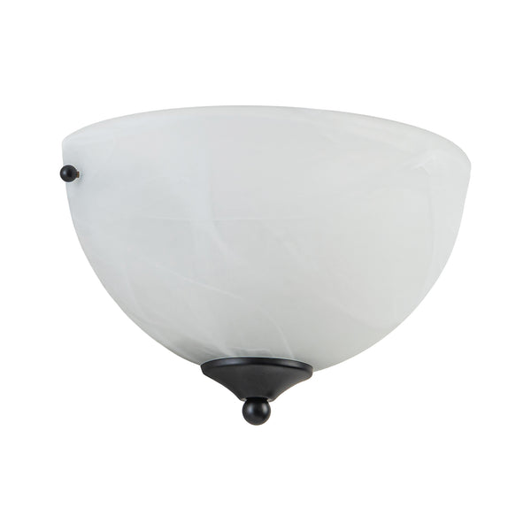 1-Light Black Alabaster Bell Glass Half-Moon Wall Sconce