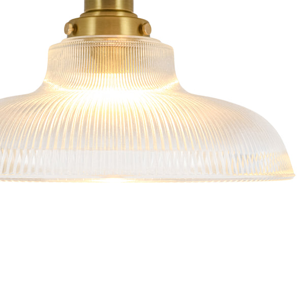 Modern Ribbed Glass Brass Single-Light Semi-flush Mount