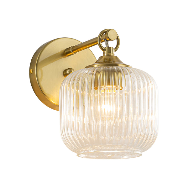 1-Light Ribbed Lantern Glass Single Wall Sconce
