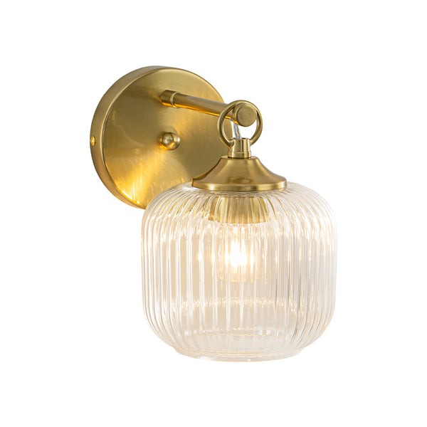 1-Light Ribbed Lantern Glass Single Wall Sconce