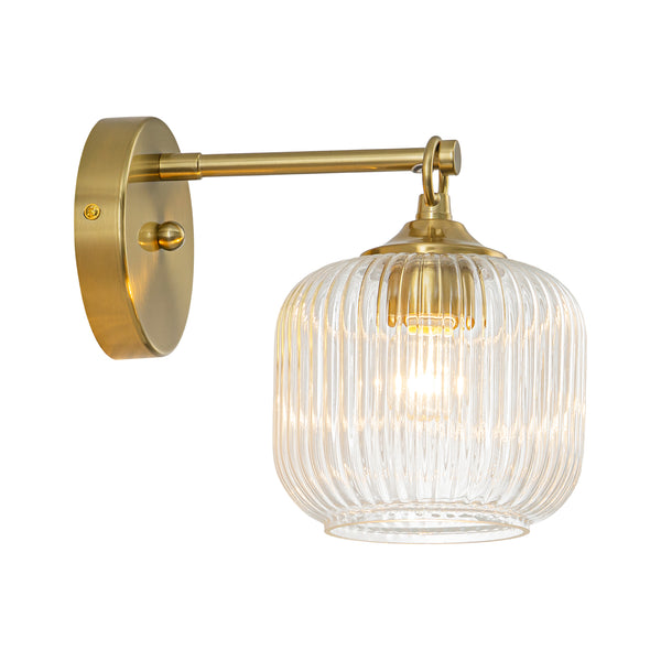 1-Light Ribbed Lantern Glass Single Wall Sconce