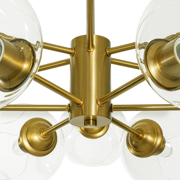 12-Light Brass Sputnik Clear Dimpled Tulip Glass Tiered Chandelier
