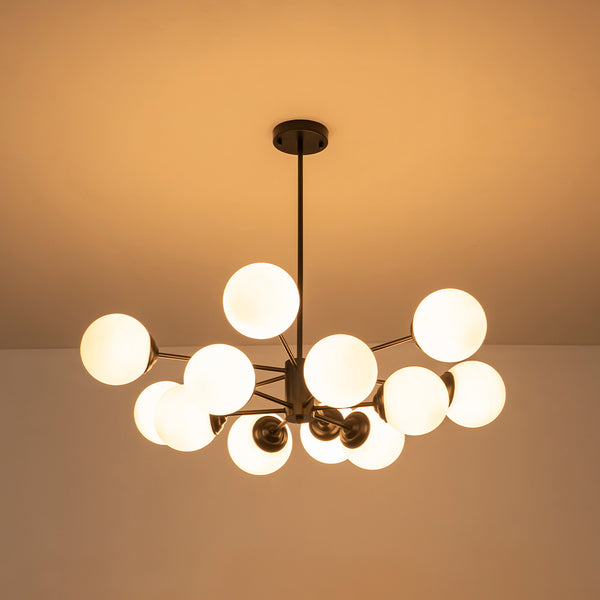 12-Light Modern Decorative Frosted Glass Globe Chandelier