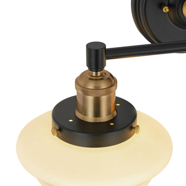 2-Light Sculptural Schoolhouse Glass Linear Vanity Sconce