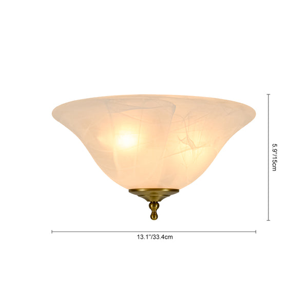 3-Light Alabaster Glass Flared Flush Mount Ceiling Light