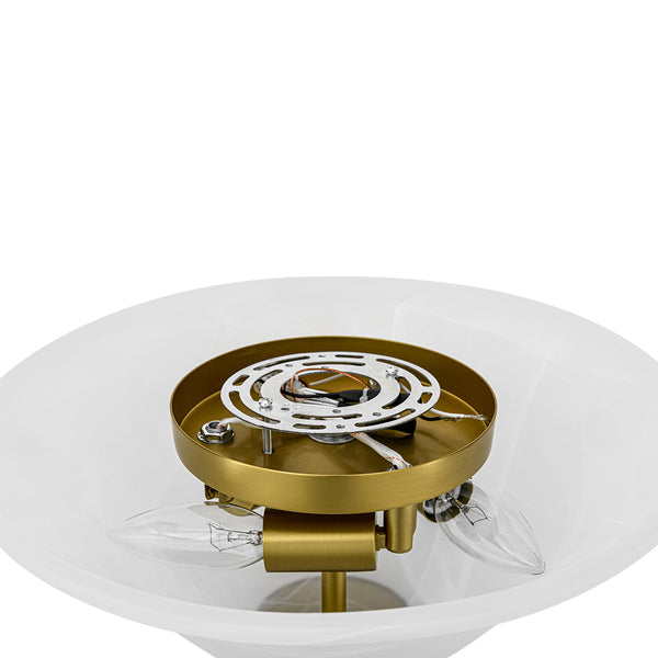 3-Light Alabaster Glass Flared Flush Mount Ceiling Light
