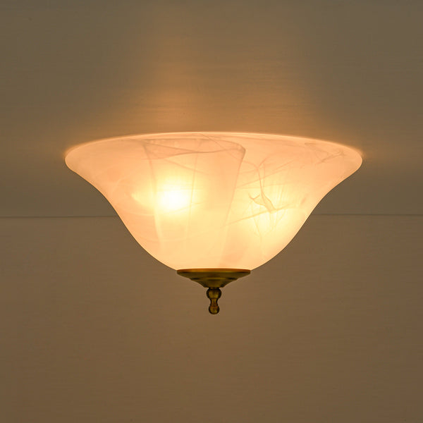 3-Light Alabaster Glass Flared Flush Mount Ceiling Light