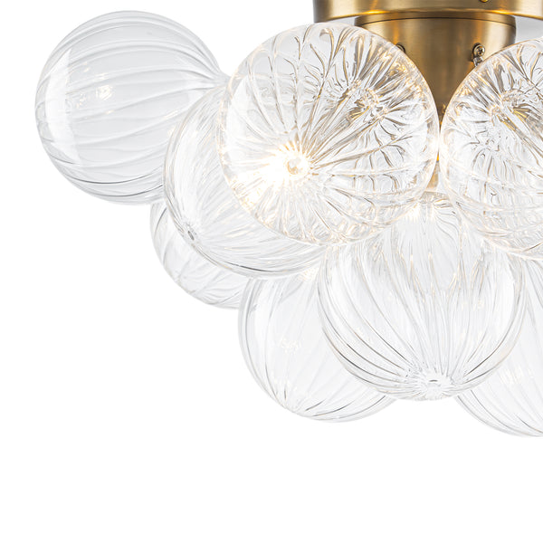 3-Light Clear Ribbed Glass Bubble Cluster Semi-flush Mount