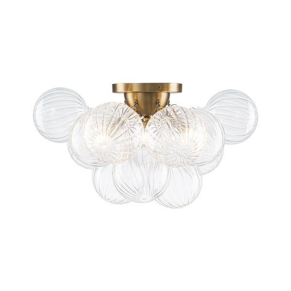 3-Light Clear Ribbed Glass Bubble Cluster Semi-flush Mount