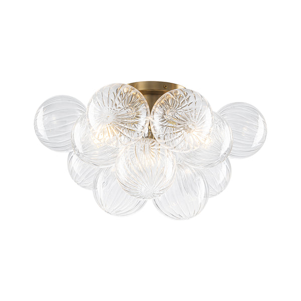 3-Light Clear Ribbed Glass Bubble Cluster Semi-flush Mount
