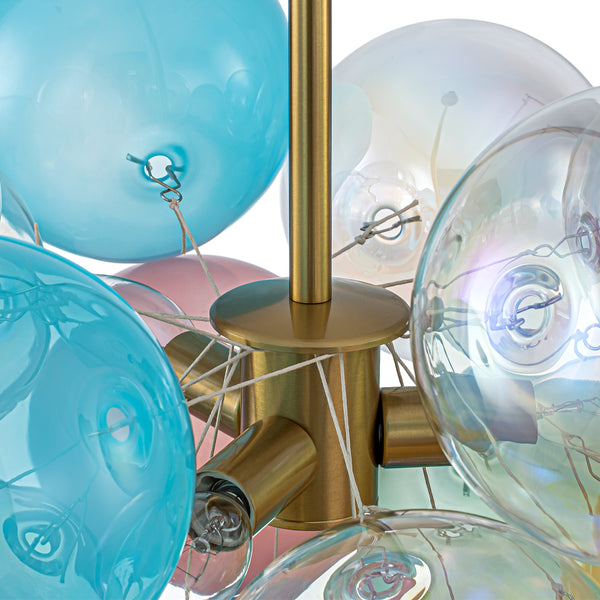 3-Light Pastel Bubble Glass Cluster Chandelier