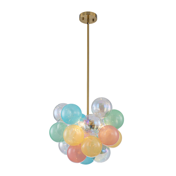 3-Light Pastel Bubble Glass Cluster Chandelier