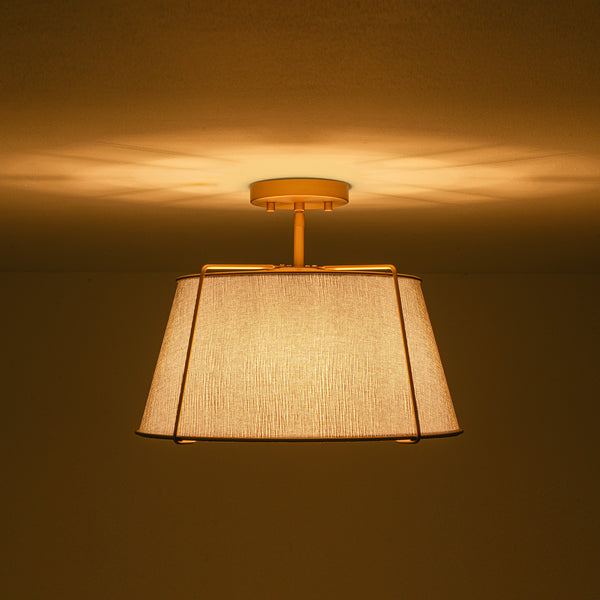 4-Light Heathered Gray Fabric Conical Drum Semi-flush Mount