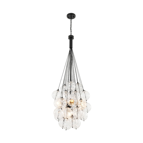 5-Light Multi-globe Dimpled Glass Bubble Chandelier