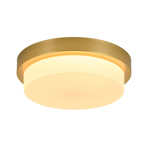 5CCT Dimmable LED Brass Circular Milk Glass Tiered Flush Mount