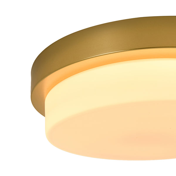 5CCT Dimmable LED Brass Circular Milk Glass Tiered Flush Mount