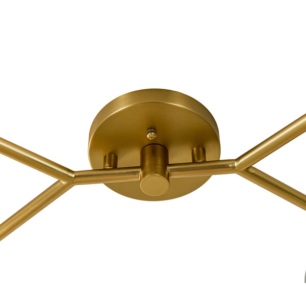 6-Light Brass Clear Ovoid Glass Branch Semi-flush Mount