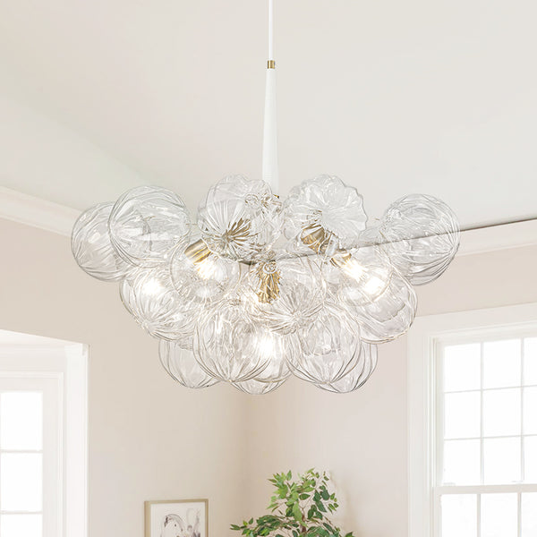 6-Light Gold Cluster Bubble Wave Globe Glass Chandelier