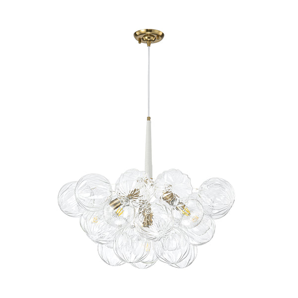 6-Light Gold Cluster Bubble Wave Globe Glass Chandelier