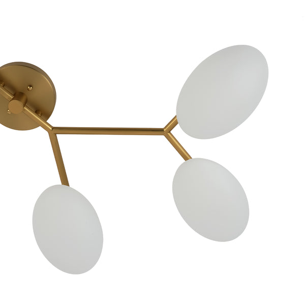 6-Light Modern Etched Oval Glass Branch Semi-Flush Mount