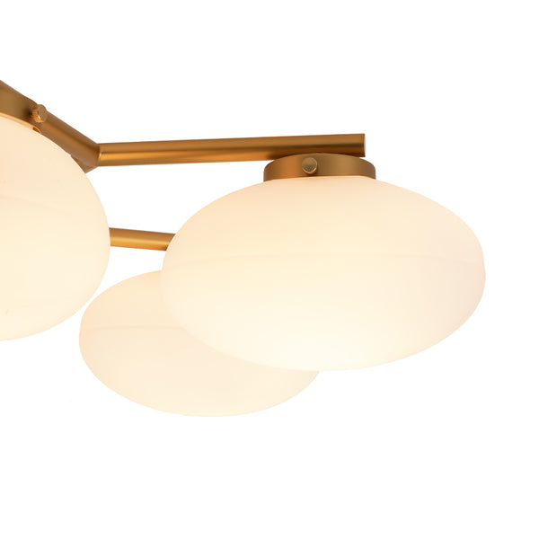 6-Light Modern Etched Oval Glass Branch Semi-Flush Mount