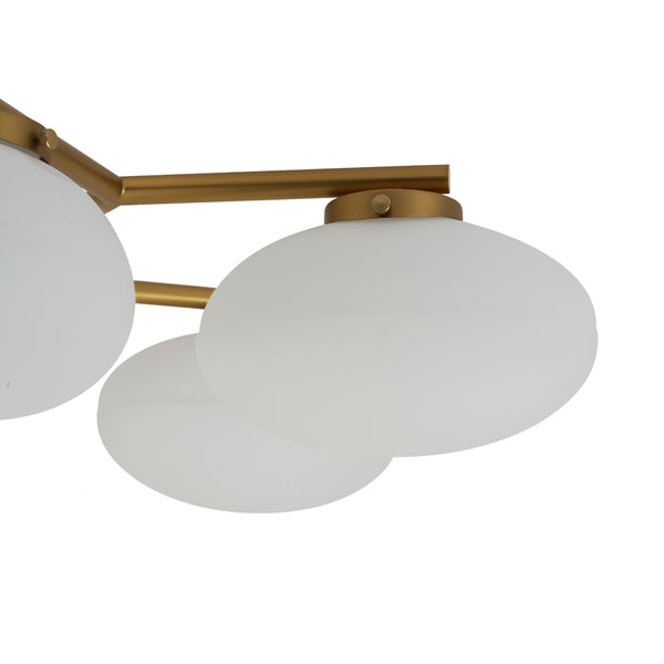 6-Light Modern Etched Oval Glass Branch Semi-Flush Mount