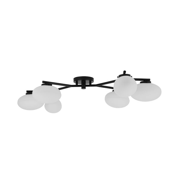 6-Light Modern Etched Oval Glass Branch Semi-Flush Mount