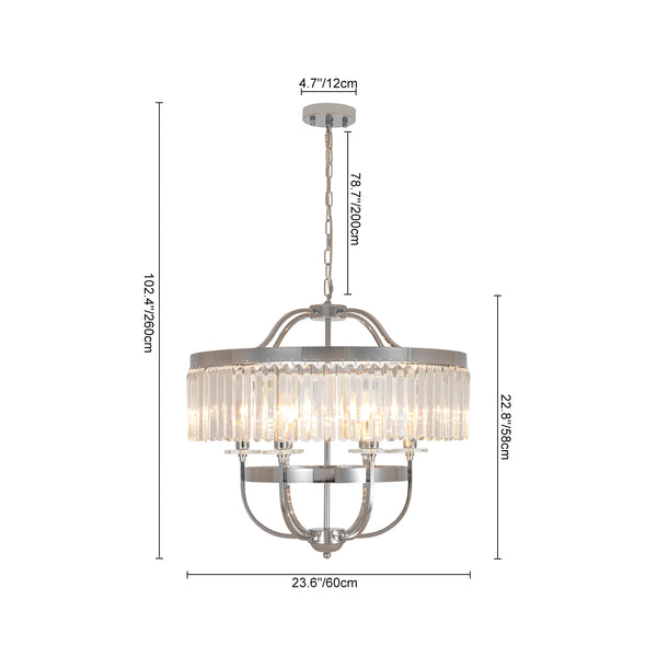 6-Light Silver Crystal Drum Empire Chandelier
