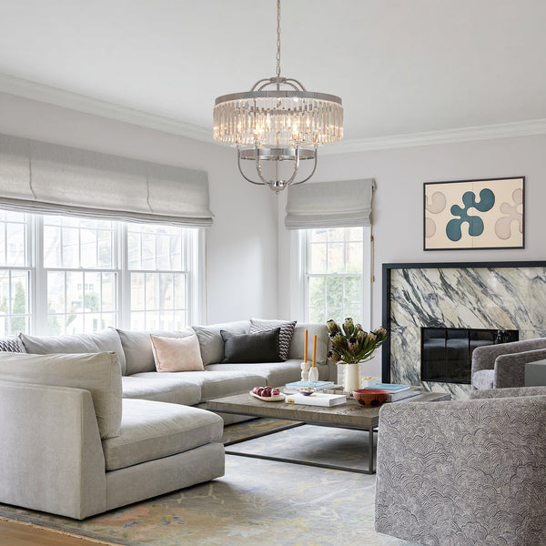 6-Light Silver Crystal Drum Empire Chandelier