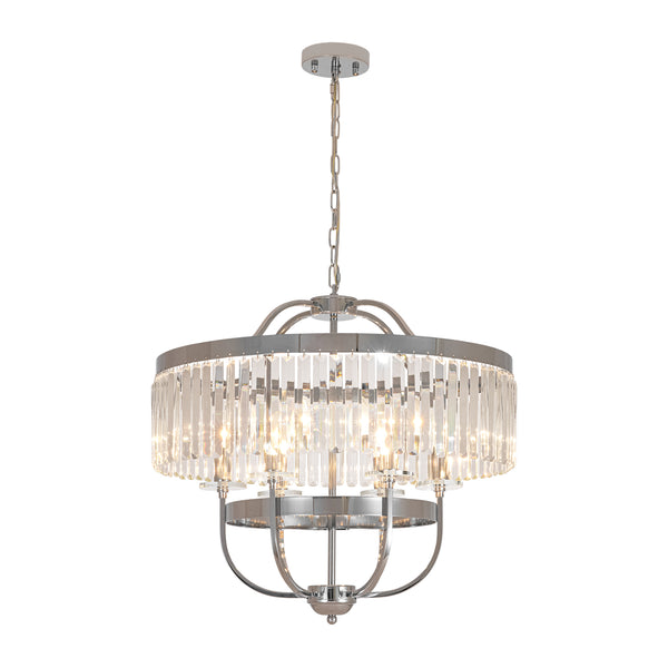 6-Light Silver Crystal Drum Empire Chandelier