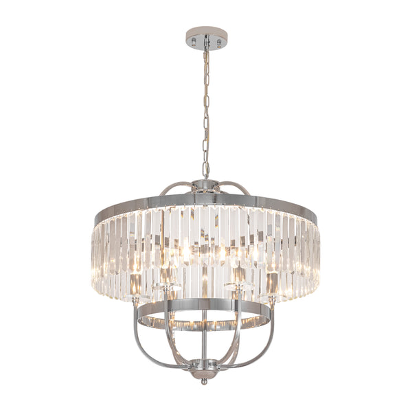 6-Light Silver Crystal Drum Empire Chandelier