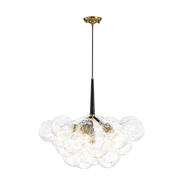 6-Light Gold Cluster Bubble Wave Globe Glass Chandelier