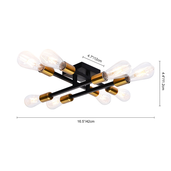 8-Light Linear Semi Flush Mount Ceiling Light