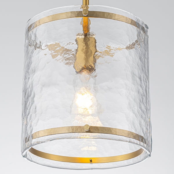 9.3'' Wide Modern 1-Light Water Ripple Glass Cylinder Single Pendant