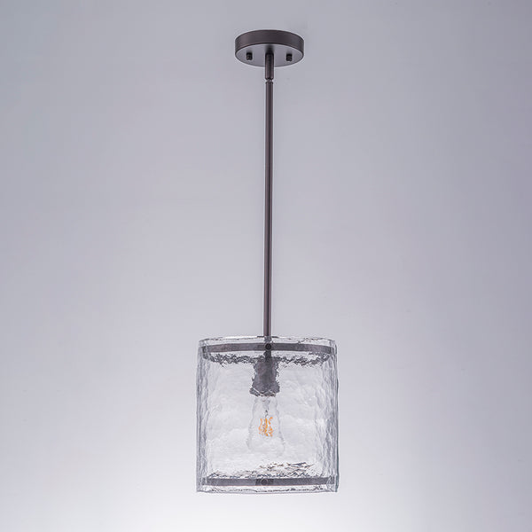 9.3'' Wide Modern 1-Light Water Ripple Glass Cylinder Single Pendant