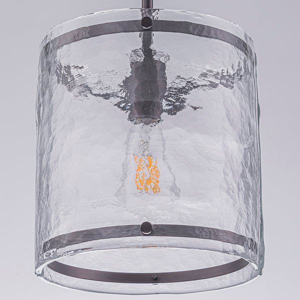 9.3'' Wide Modern 1-Light Water Ripple Glass Cylinder Single Pendant