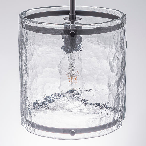 9.3'' Wide Modern 1-Light Water Ripple Glass Cylinder Single Pendant