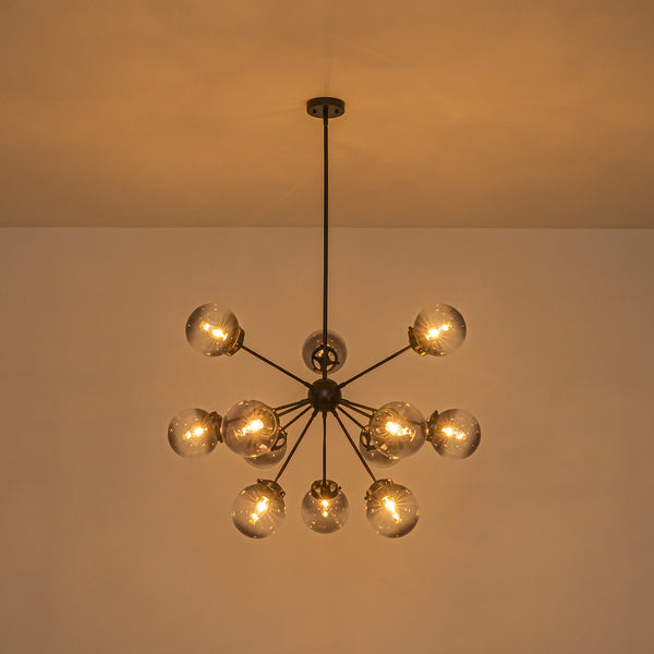 Bold Modern 12-Light Ombre Glass Sputnik Sphere Chandelier